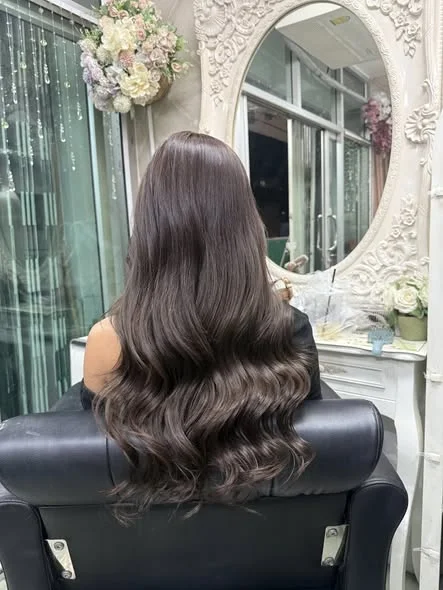 Muted Ash Brown at Oilly Hair Salon Bangkok