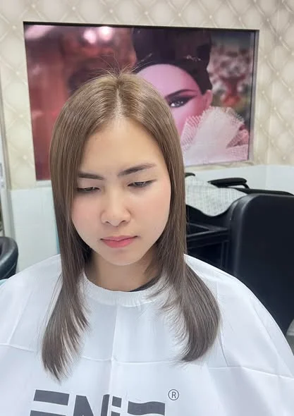 No-Bleach Ash Brown & Keratin | Oilly Hair Salon Bangkok