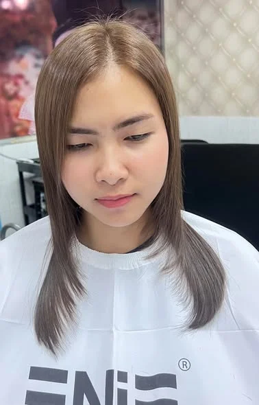 No-Bleach Ash Brown & Keratin | Oilly Hair Salon Bangkok
