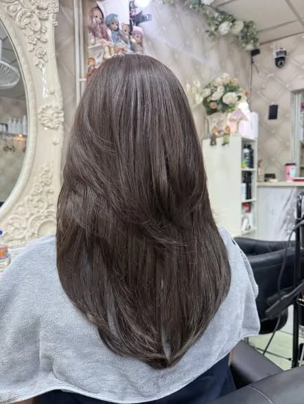 Soft Ash Brown Hair Color at Oilly Hair Salon Bangkok