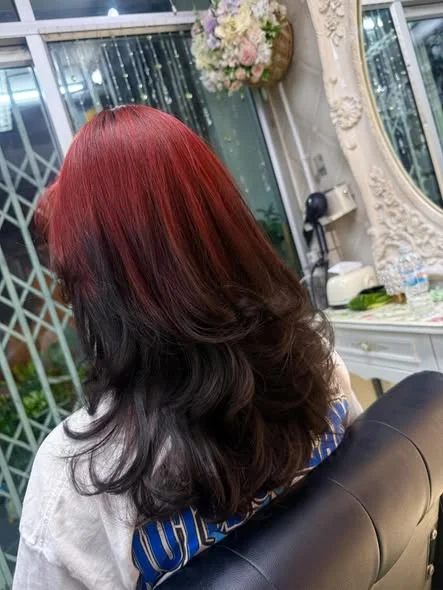 Vibrant Red Ends: A Hair Color Transformation in Bangkok