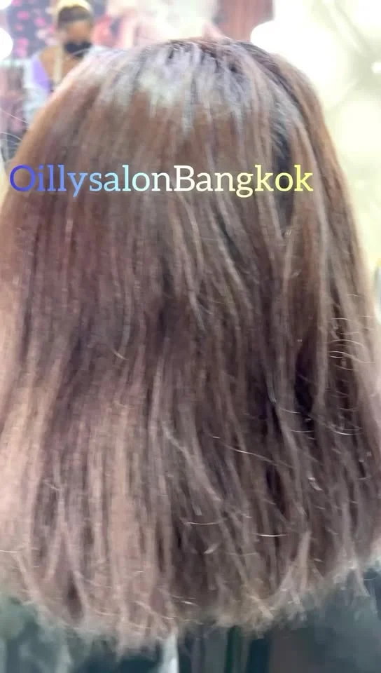 Ash Blue Hair Color at Oilly Hair Salon Bangkok