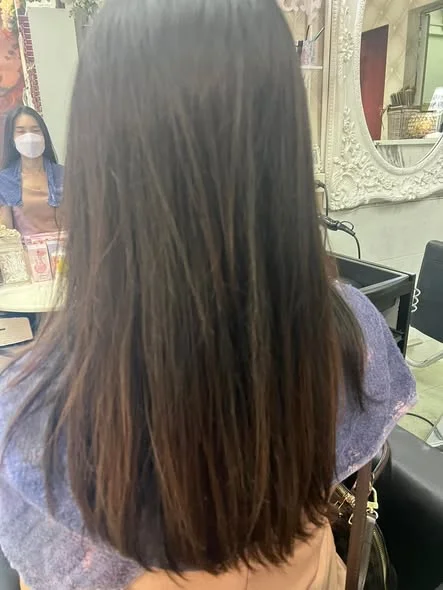 Elegant Ash Brown Hair Color at Oilly Hair Salon Bangkok