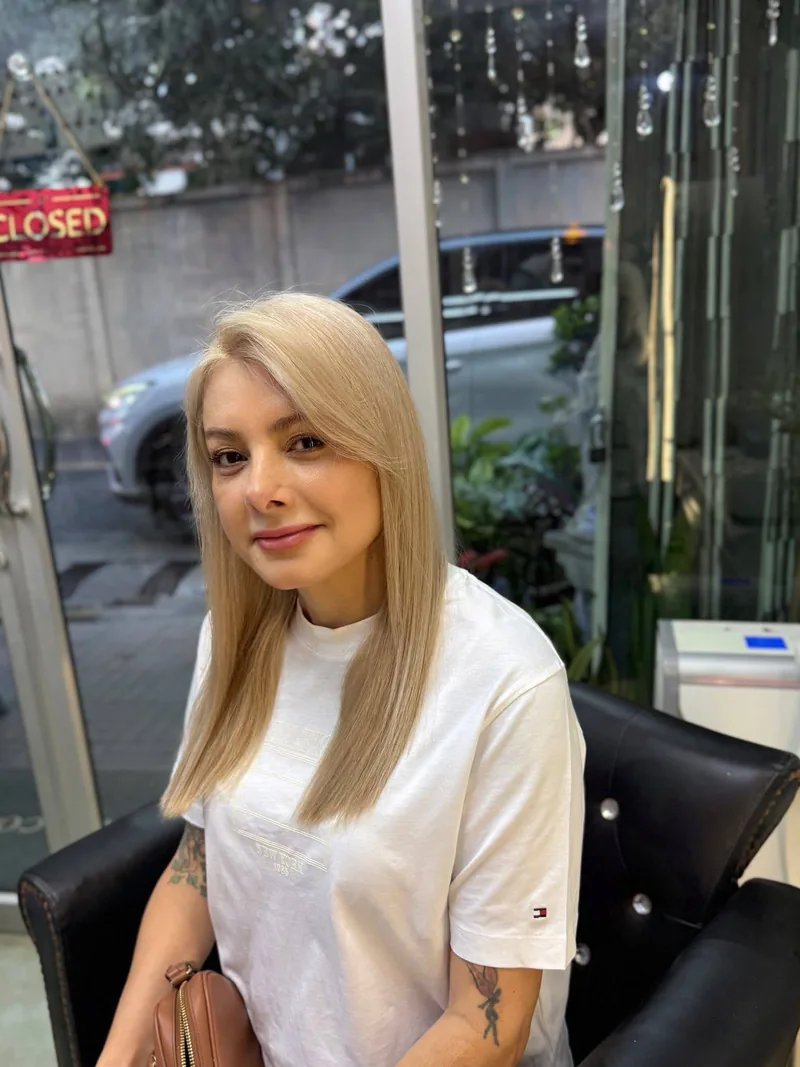 曼谷 Oilly Hair Salon 染发修正后 - 柔和中性米金 色调平衡