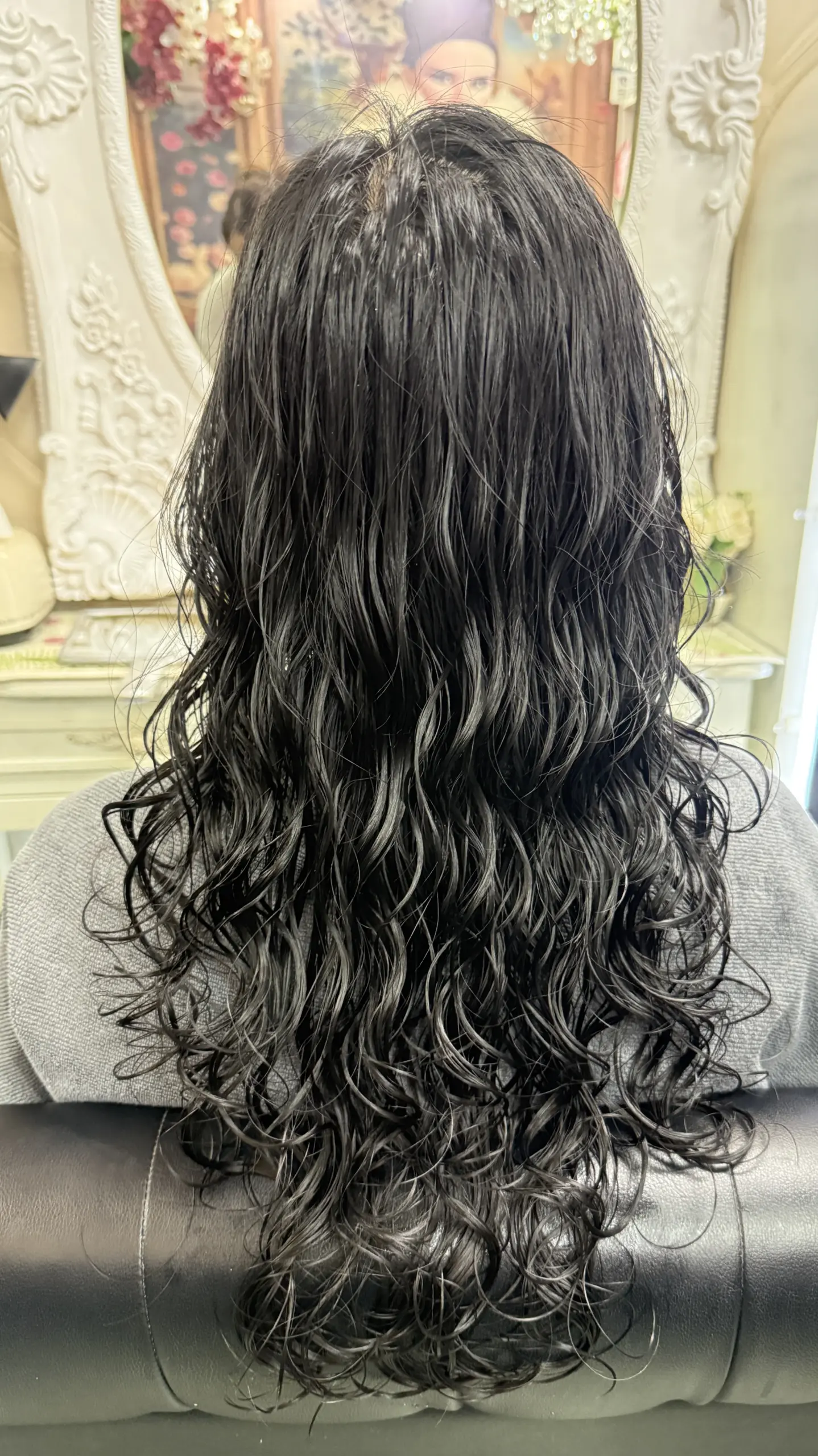 Digital perm curl definition at Oilly Hair Salon Bangkok before final dry styling