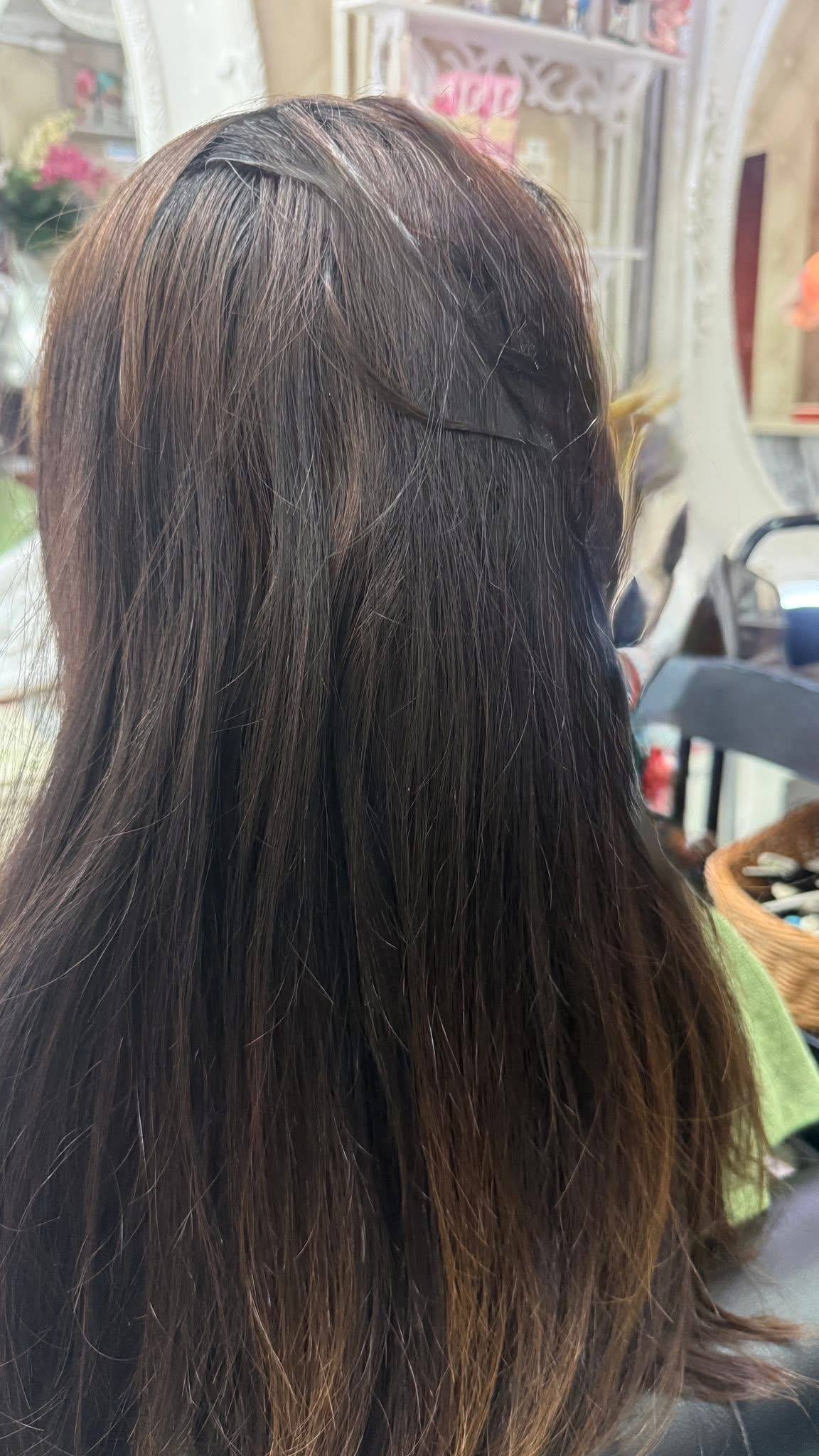 Before Keratin Treatment for coarse frizzy dark hair at Oilly Hair Salon Bangkok