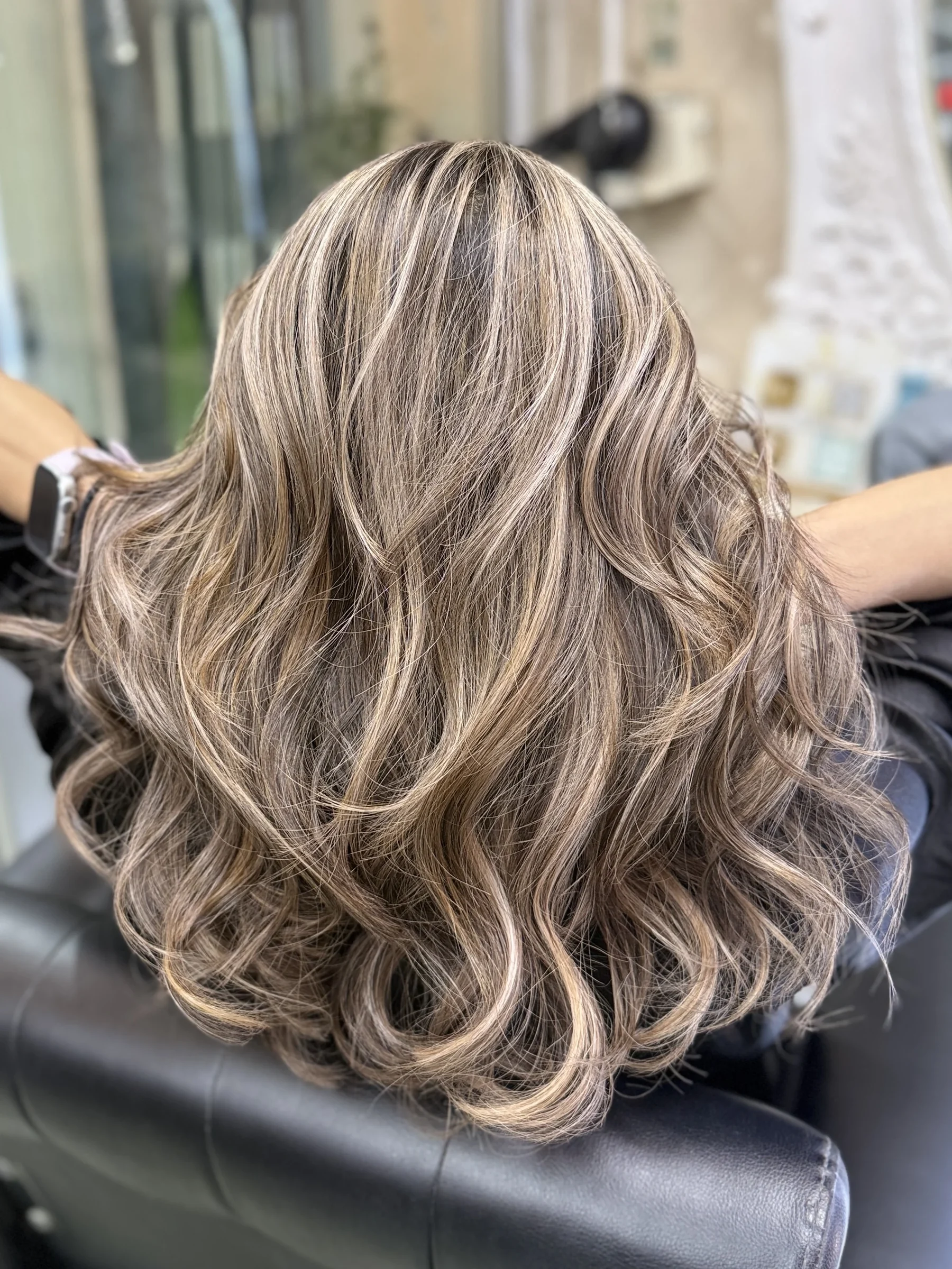 Fine shimmer lines create dimension without a chunky block effect.