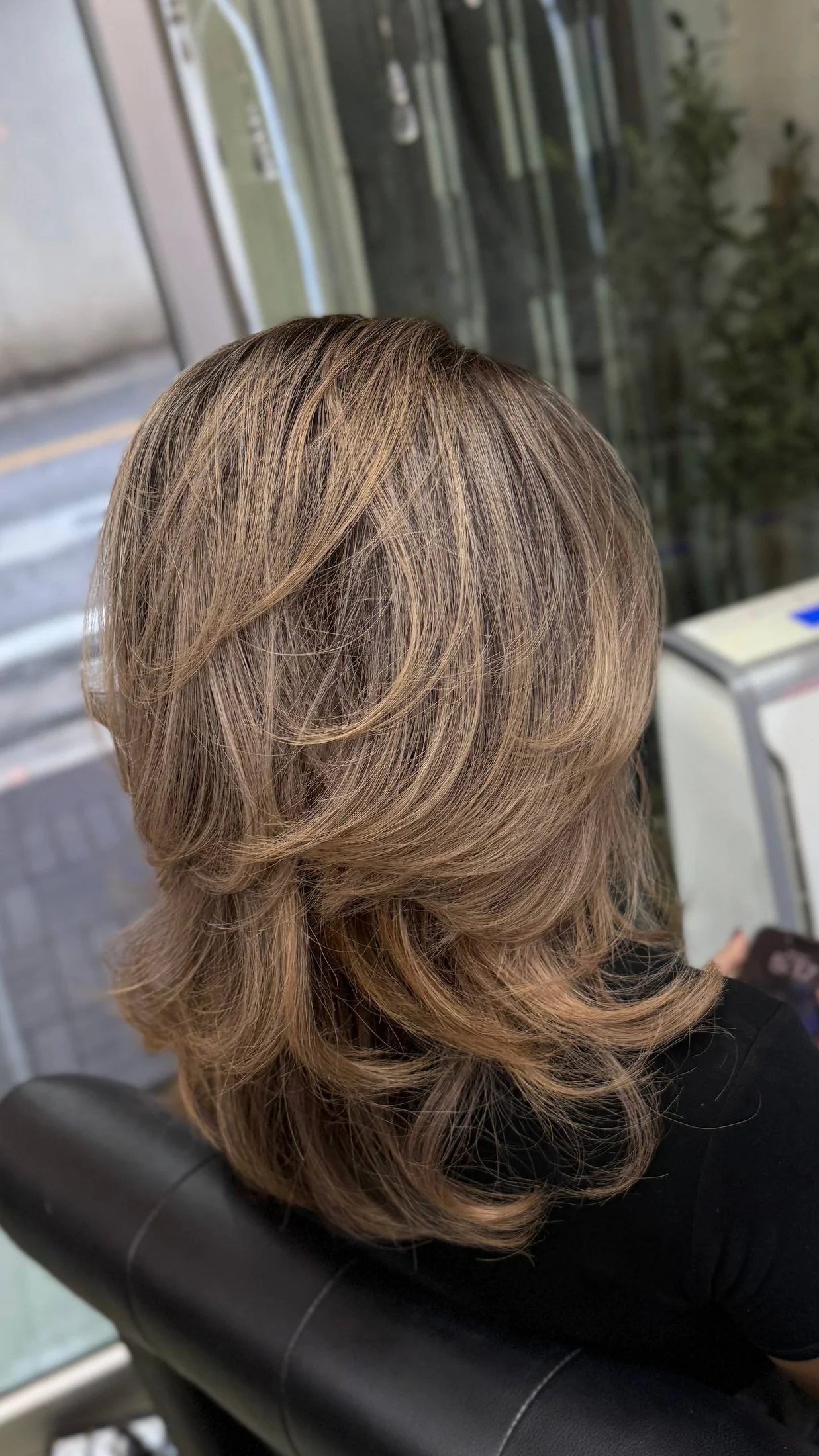 After gray blending balayage with soft beige dimension in Bangkok