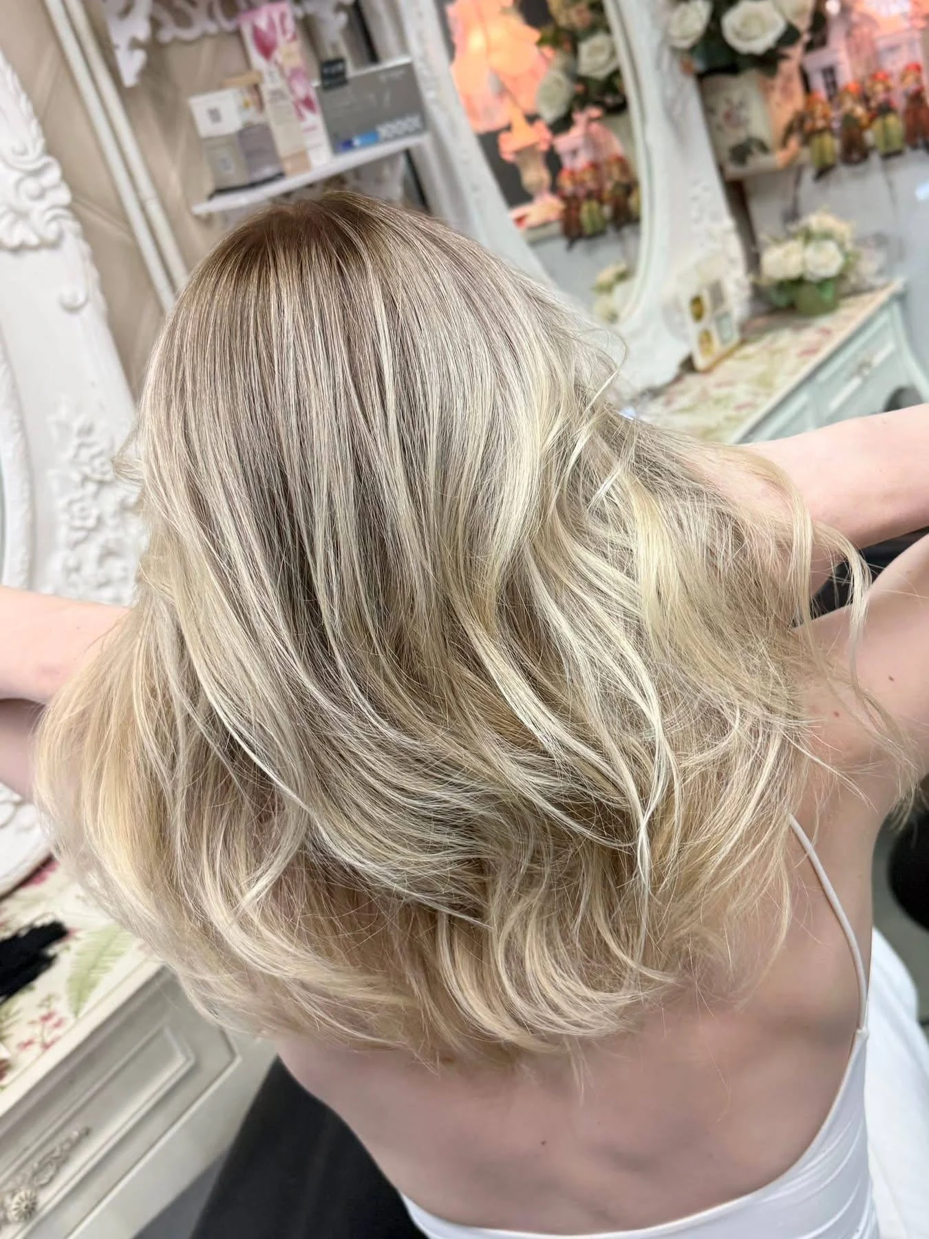 Soft dimensional beige balayage with natural root transition at Oilly Hair Salon Bangkok