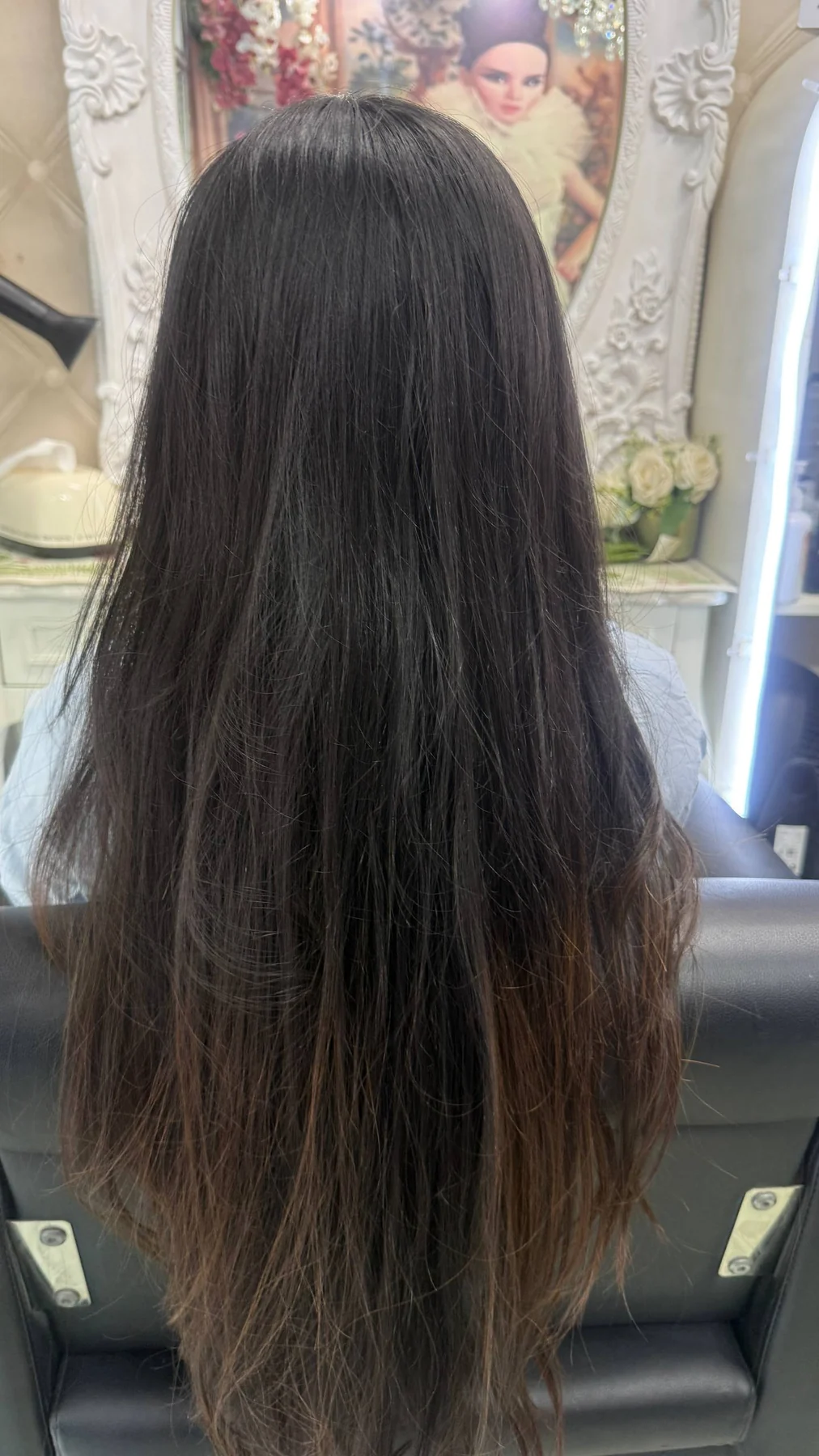 Before Honey Brown Balayage at Oilly Hair Salon Bangkok — long dark Asian hair before colour design