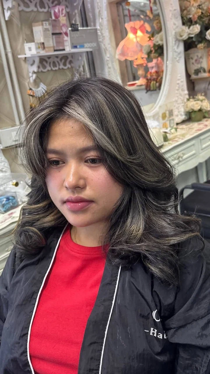 Dark Ash Dimensional Highlights for Previously Colored Hair in Bangkok