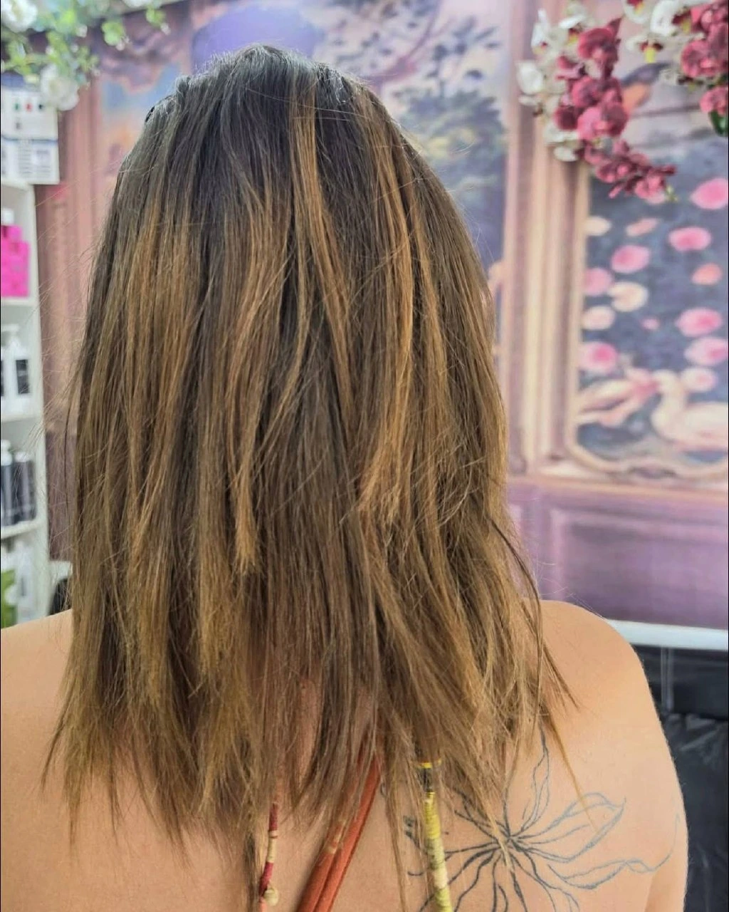 Before first cold perm showing fine lightweight shoulder-length hair at Oilly Hair Salon Bangkok