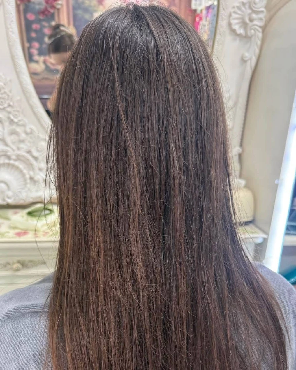 Fine lightweight long hair before a 32 mm Korean cold perm in Bangkok